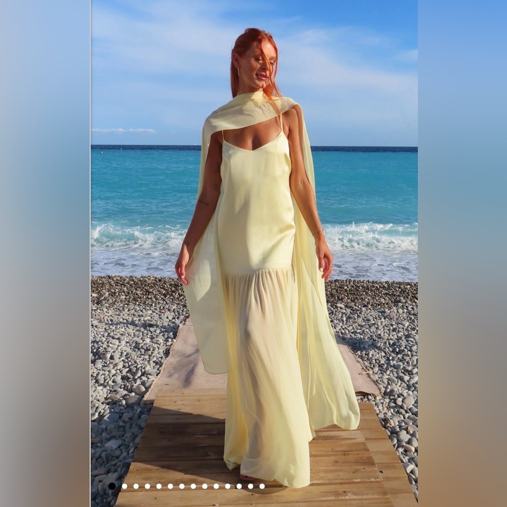 Show Me Your MuMu Dalia Maxi Dress in Pale Yellow Luxe Satin